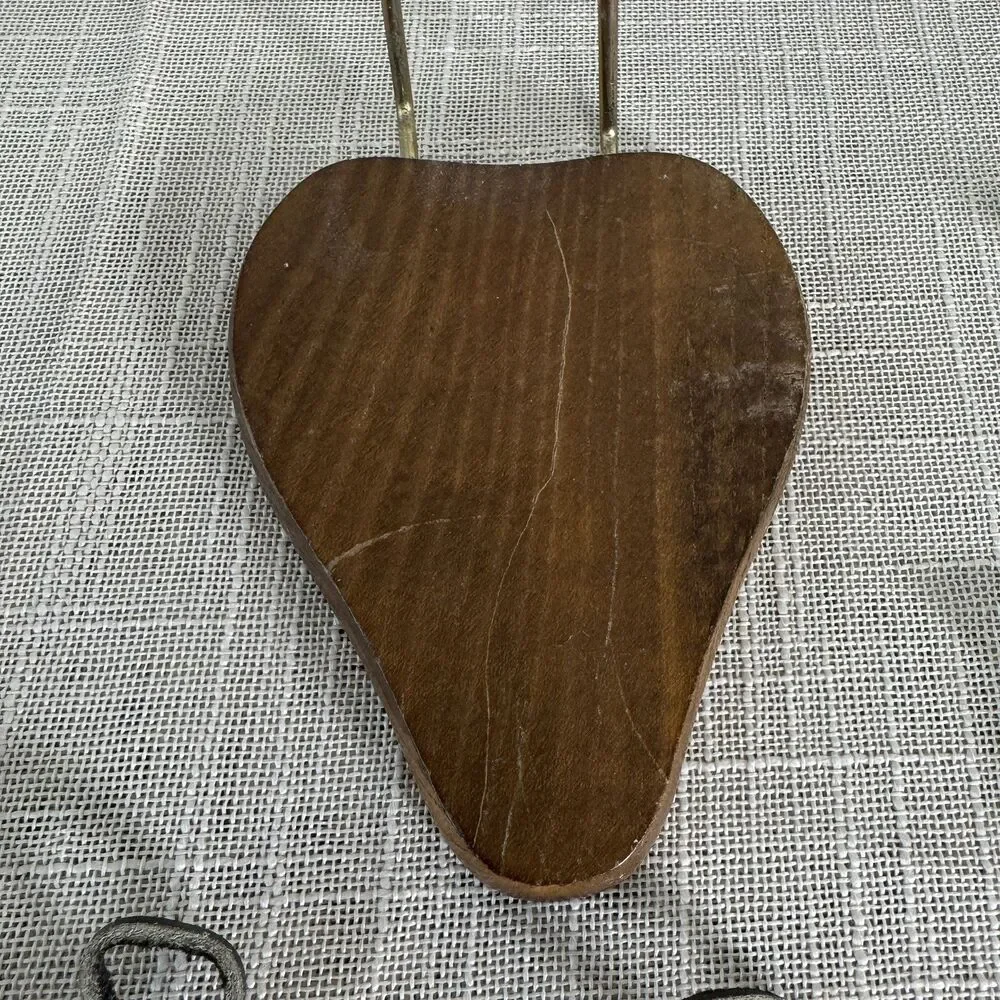 Vintage Wood Coasters Cork Center MCM Retro Pear Shaped Hanging Stand Set of 6